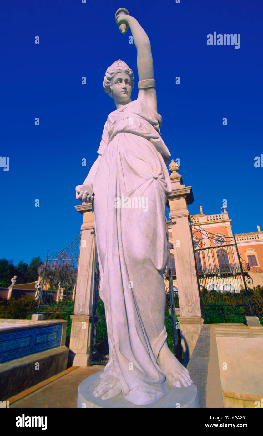 Marble female statue at the Palace of Estoi, Estoi, Faro, Algarve, Portugal Stock Photo