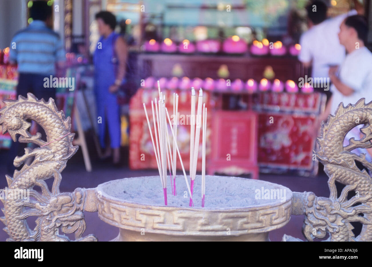 incense burner, Snake Temple, Penang, Malaysia Stock Photo