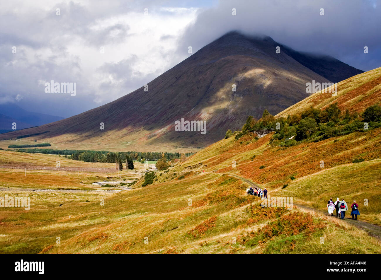 Scotland Highland Lochaber a Group of hill walkers on the west highland