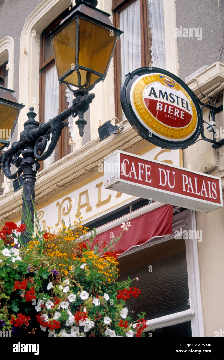 Cafe sign Old town Boulogne Pas de Calais  Hauts de France France Stock Photo