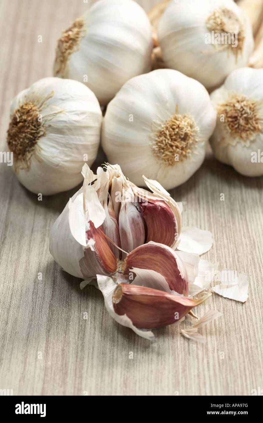 garlic bulb pile Stock Photo