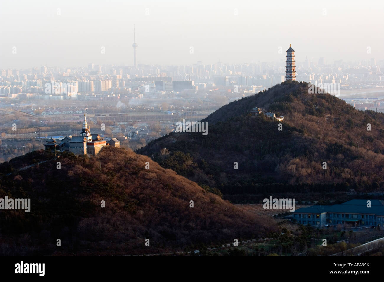 tibetan style stupa and pagoda on the grounds of Yuquan mountain