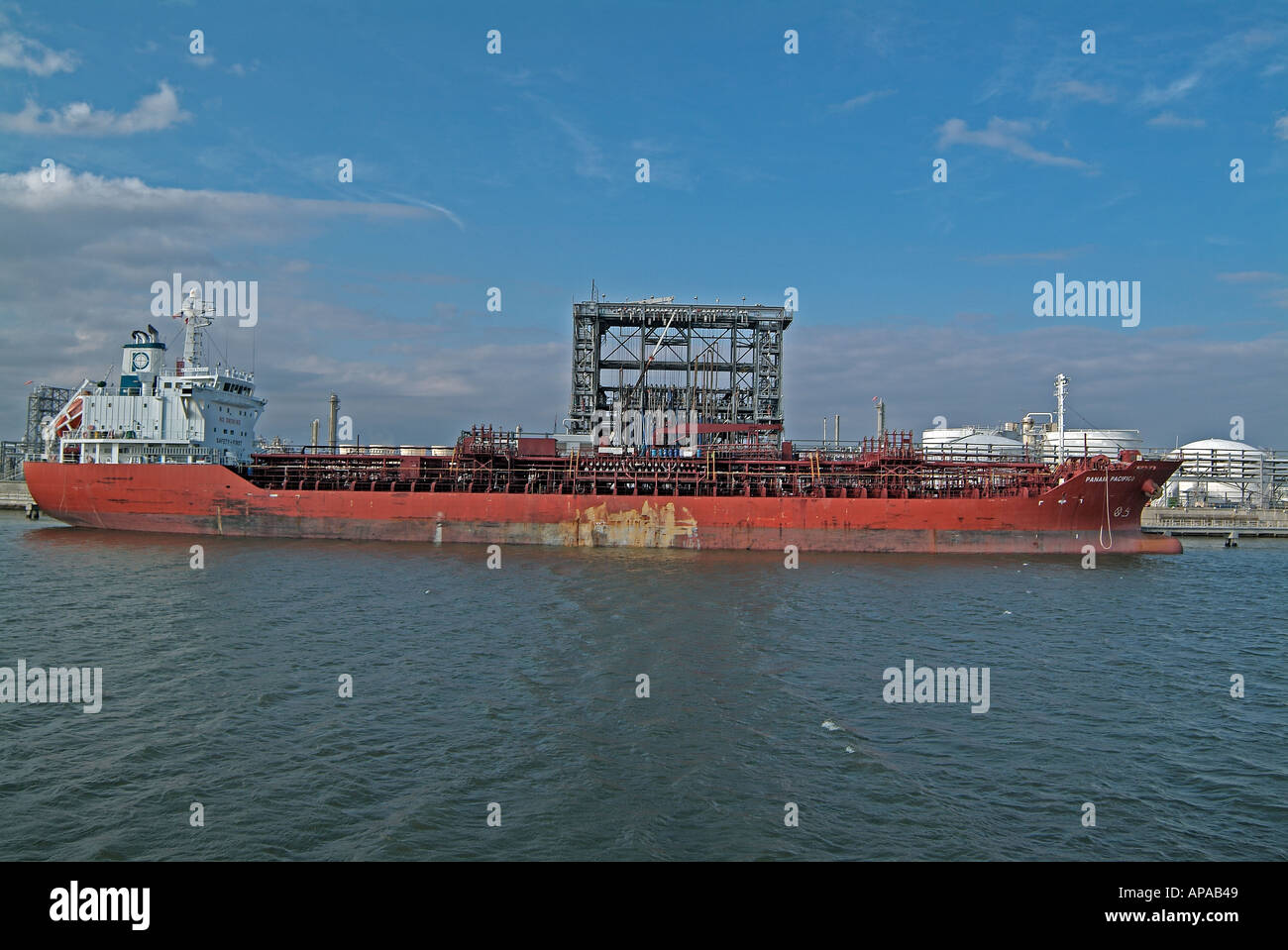 Super tanker in the Freeport harbour, Texas Stock Photo