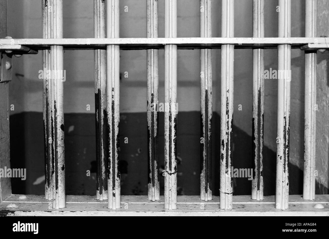Prison bars in Alcatraz prison, San Francisco, California, USA Stock