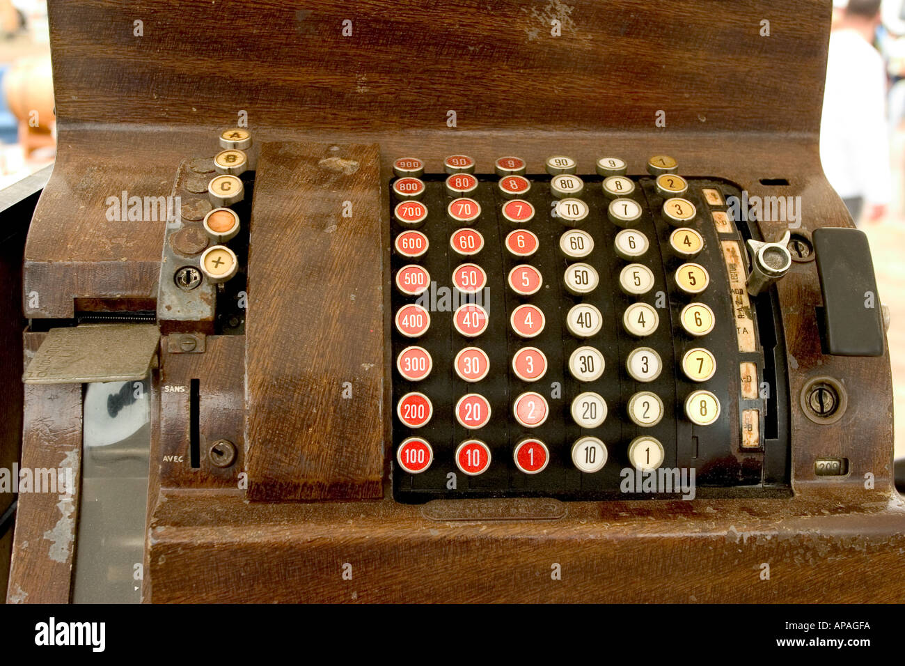 old fashioned cash register with details of keys Stock Photo