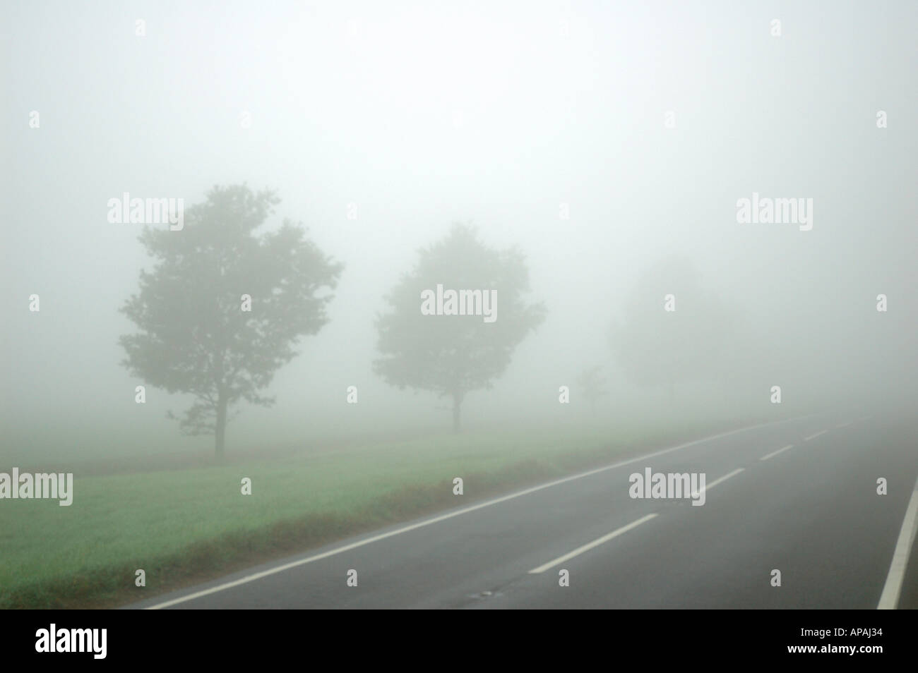 Foggy day in the Cambridgeshire fens Stock Photo