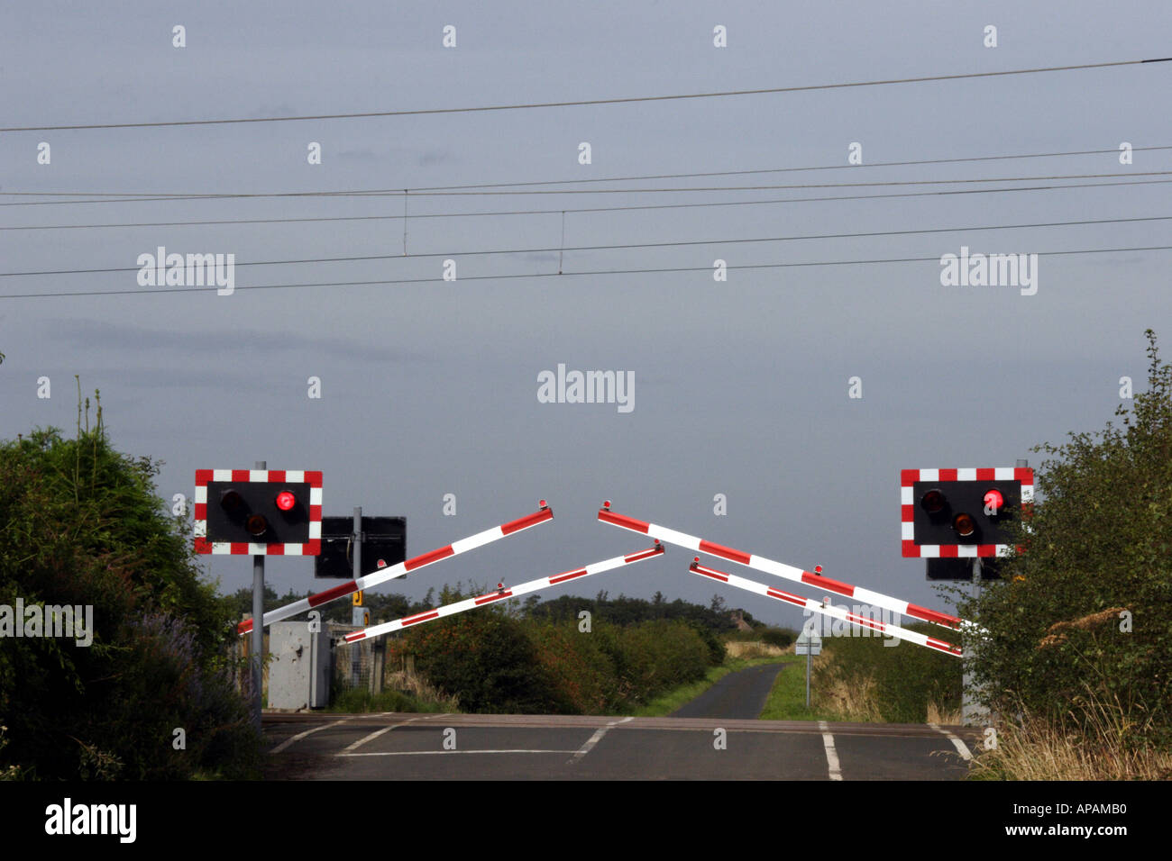 Barrier Controlled Level Crossing Stock Photo Alamy
