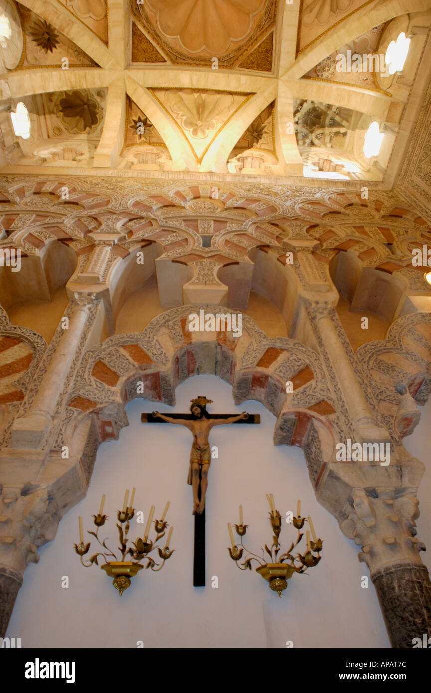 Spain andalusia cordoba interior of the mezquita cathedral villaviciosa chapel jesus christ on the cross Stock Photo