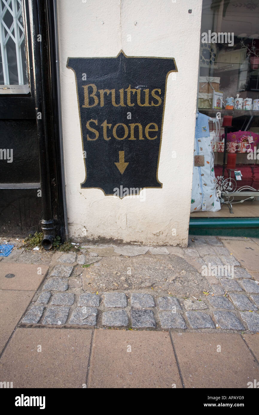 The Brutus stone, Totnes, Devon, England. Stock Photo