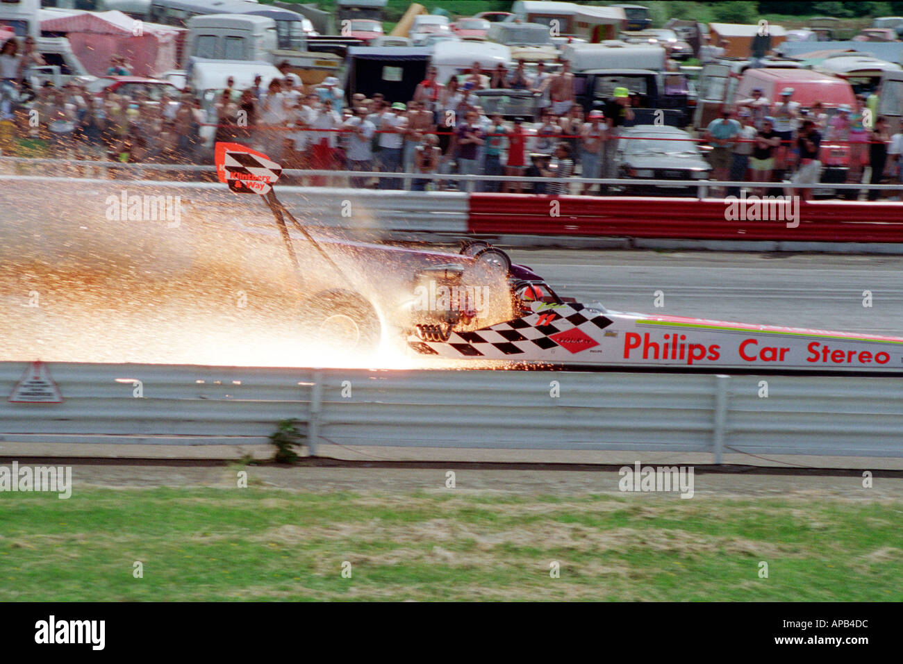 swedens Vivecca Averstadts top fuel dragster exploding at santa pod ...