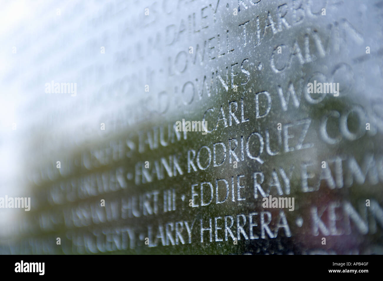 Names on the Vietnam War Memorial Washington DC USA Stock Photo