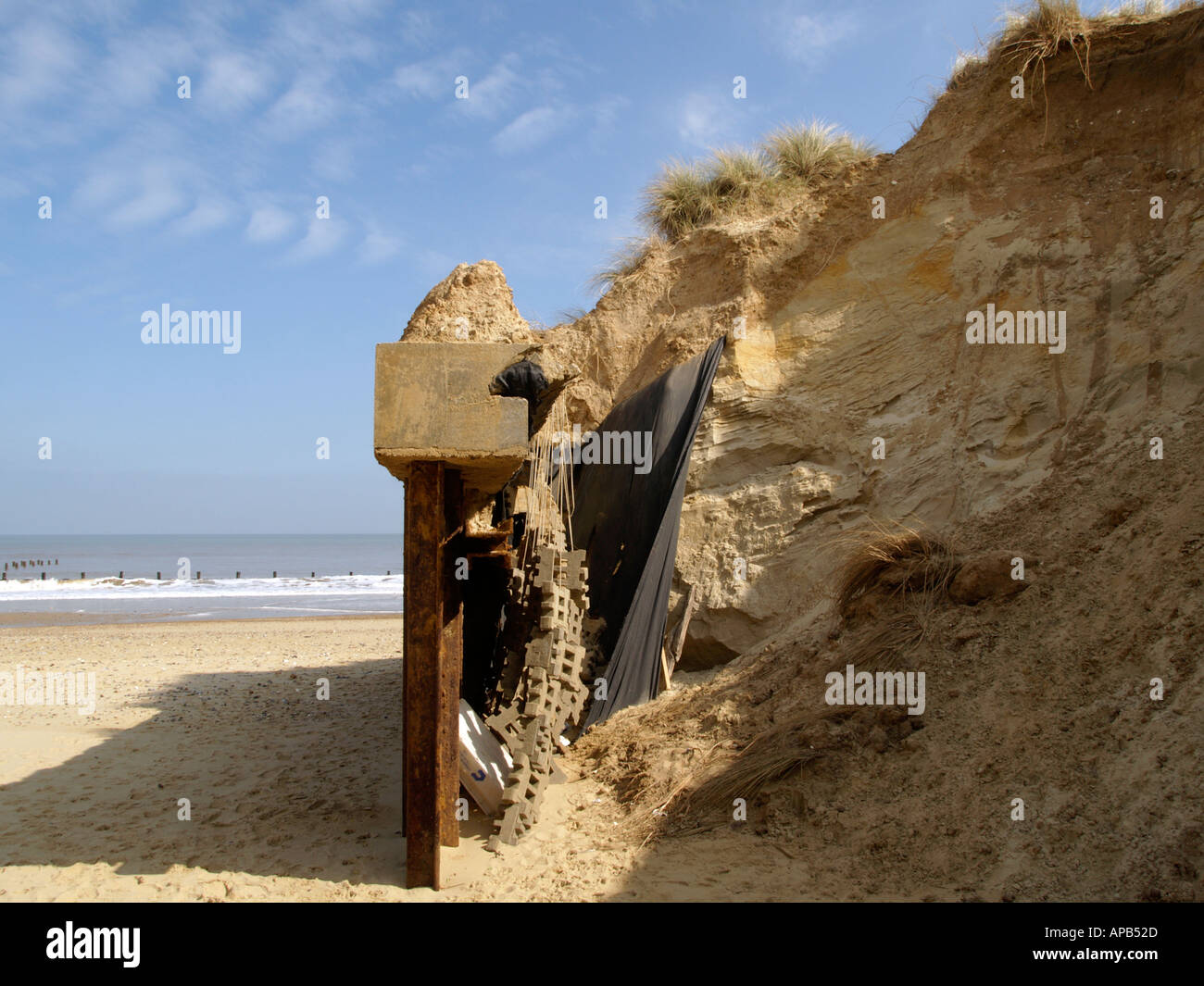 BROKEN AND WEAKENED SEA DEFENCES IN DUNES HAPPISBURGH NORFOLK EAST ...