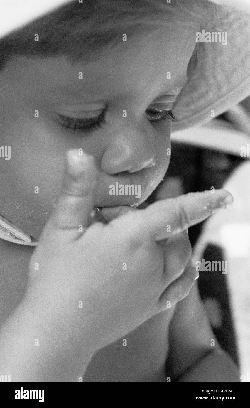 small girl eating cake Stock Photo