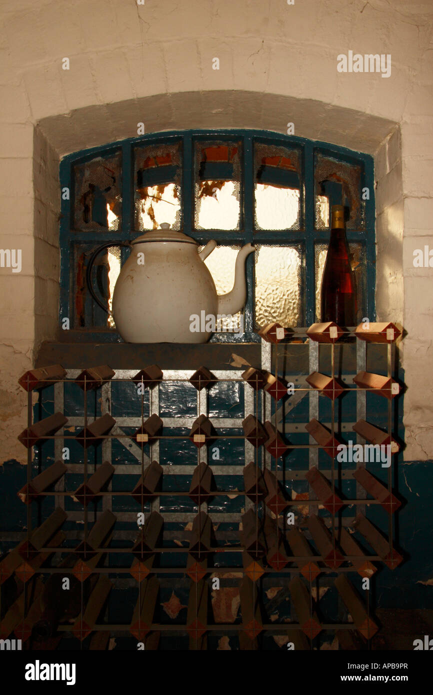 Empty wine racks. Stock Photo