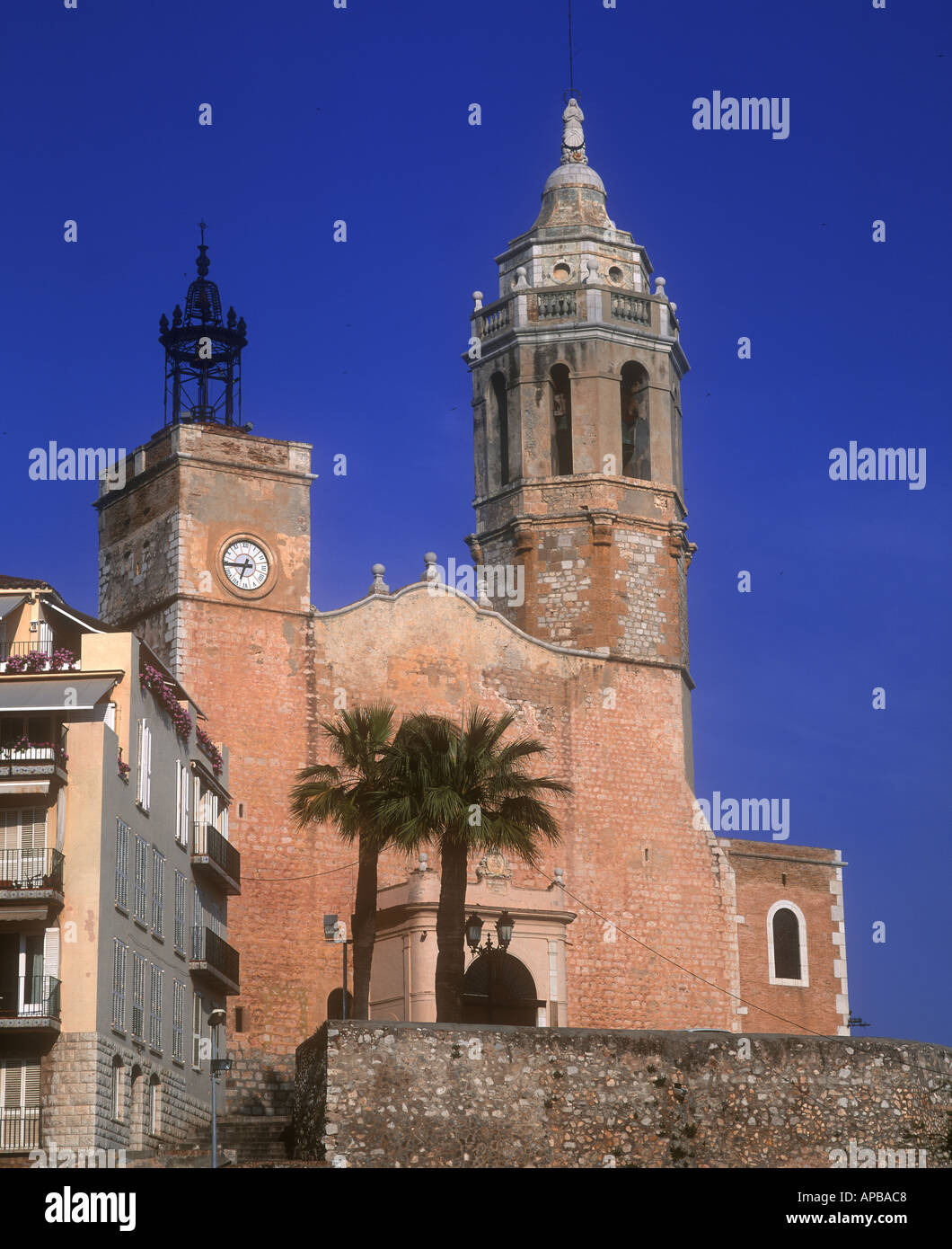 Church of Sant Bartomeu and Santa Tecla Sitges near Barcelona Spain Stock Photo
