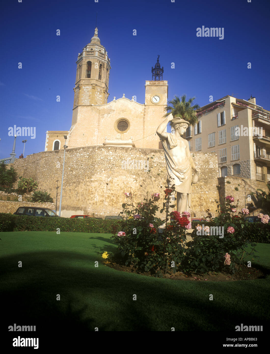 Church of Sant Bartomeu and Santa Tecla Sitges near Barcelona Spain Stock Photo