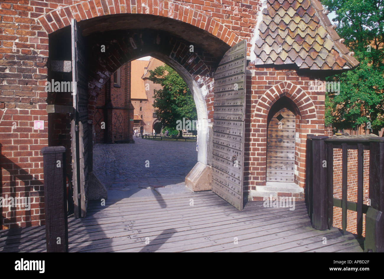 inner courtyard gate of Marienburg castle centre of th Teutonic Order of Knights Malbork Warmia Poland  Stock Photo