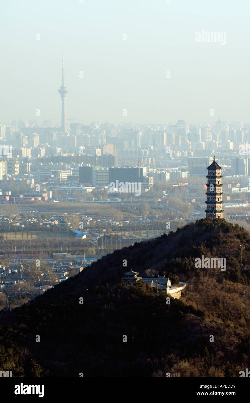 a tibetan style stupa and pagoda on the grounds of Yuquan mountain