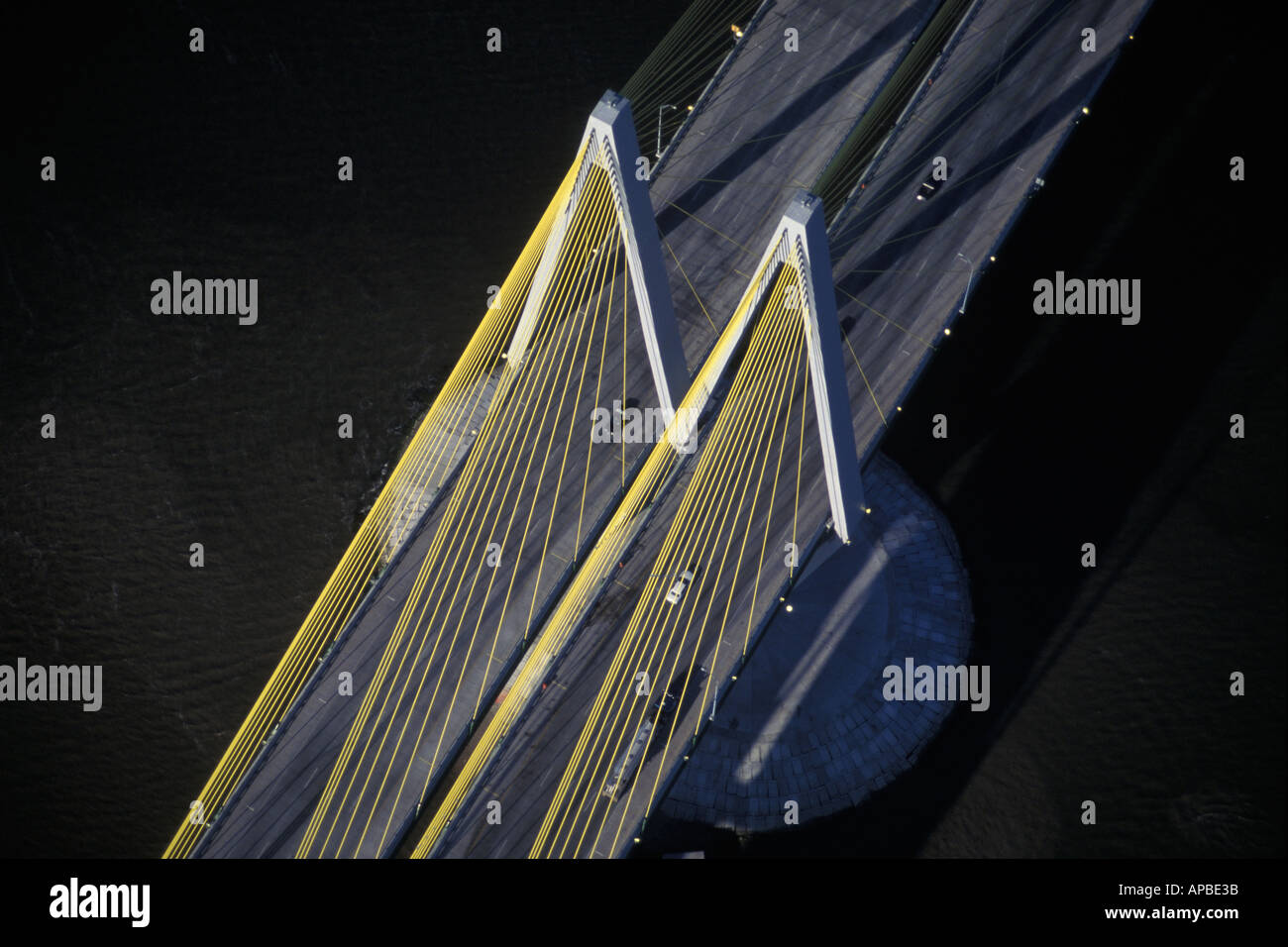 Aerial view of the Fred Hartman bridge over the Houston Ship Channel Texas Stock Photo Alamy
