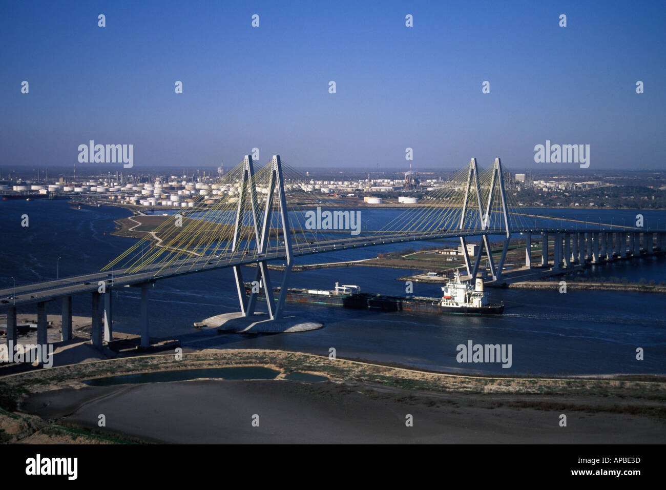 Aerial View Fred Hartman Bridge High Resolution Stock Photography And Images Alamy