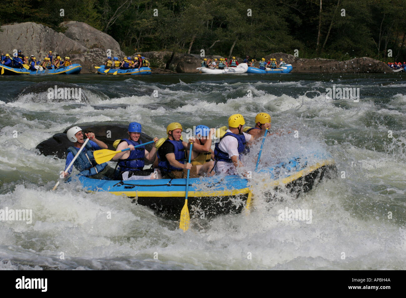 pillow rock upper gauley raft extreme sport boat Stock Photo