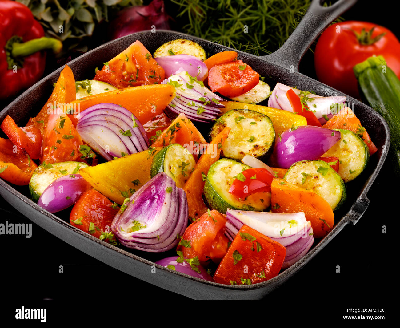 PAN FRIED MEDITERRANEAN VEGETABLES Stock Photo Alamy