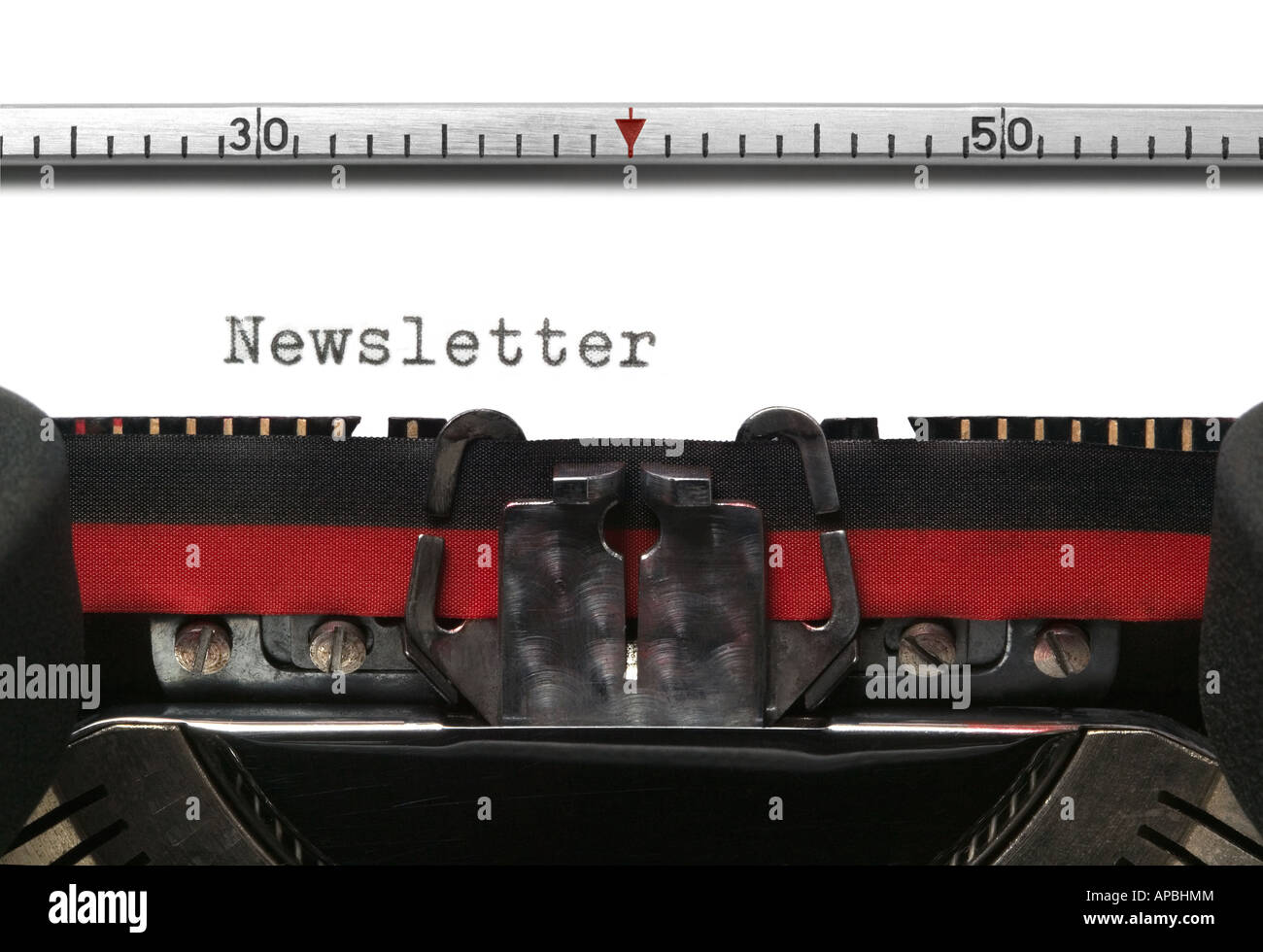 Newsletter on an old typewriter genuine font Stock Photo