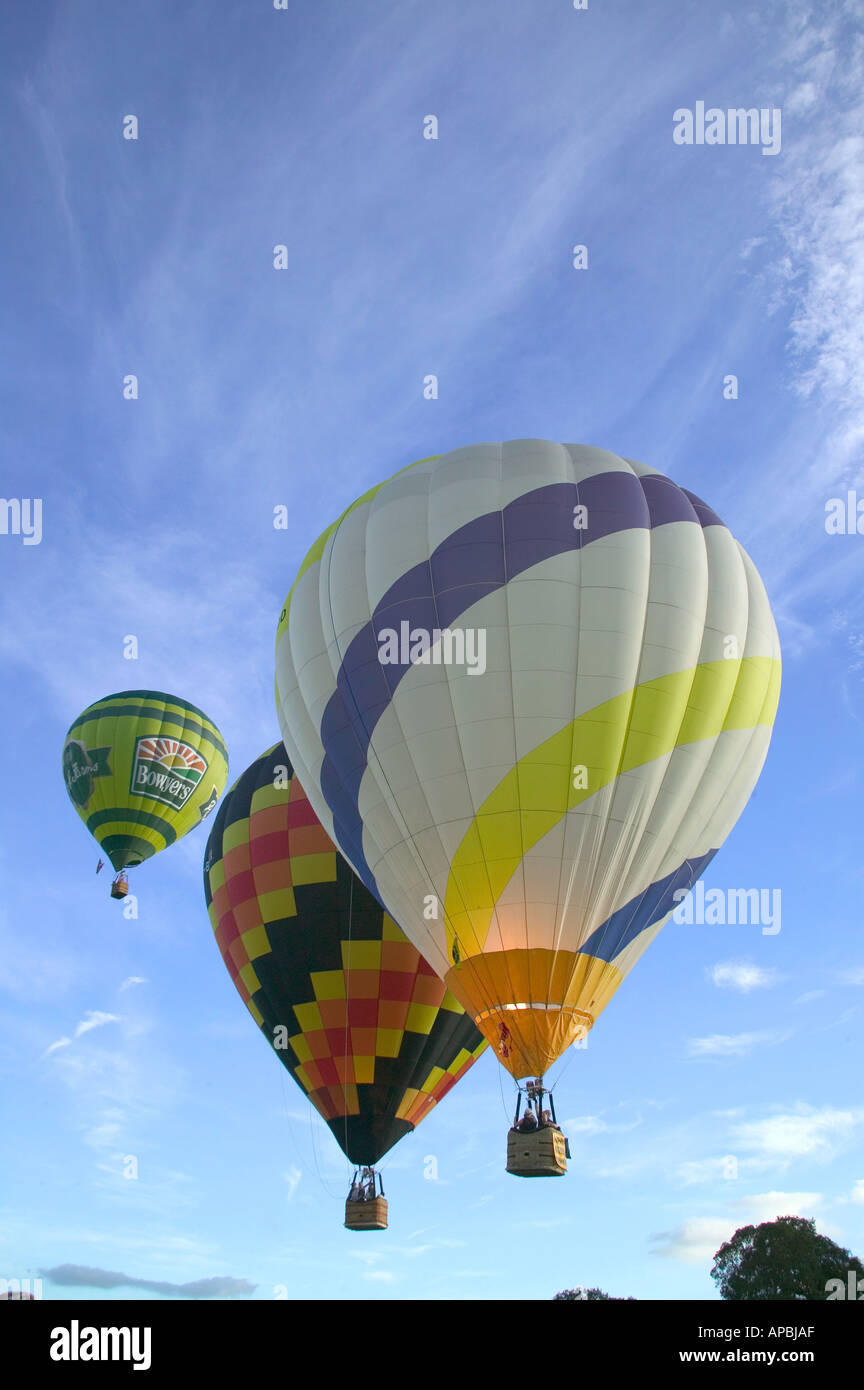Hot Air Balloons Flying in Blue Sky Stock Photo - Alamy