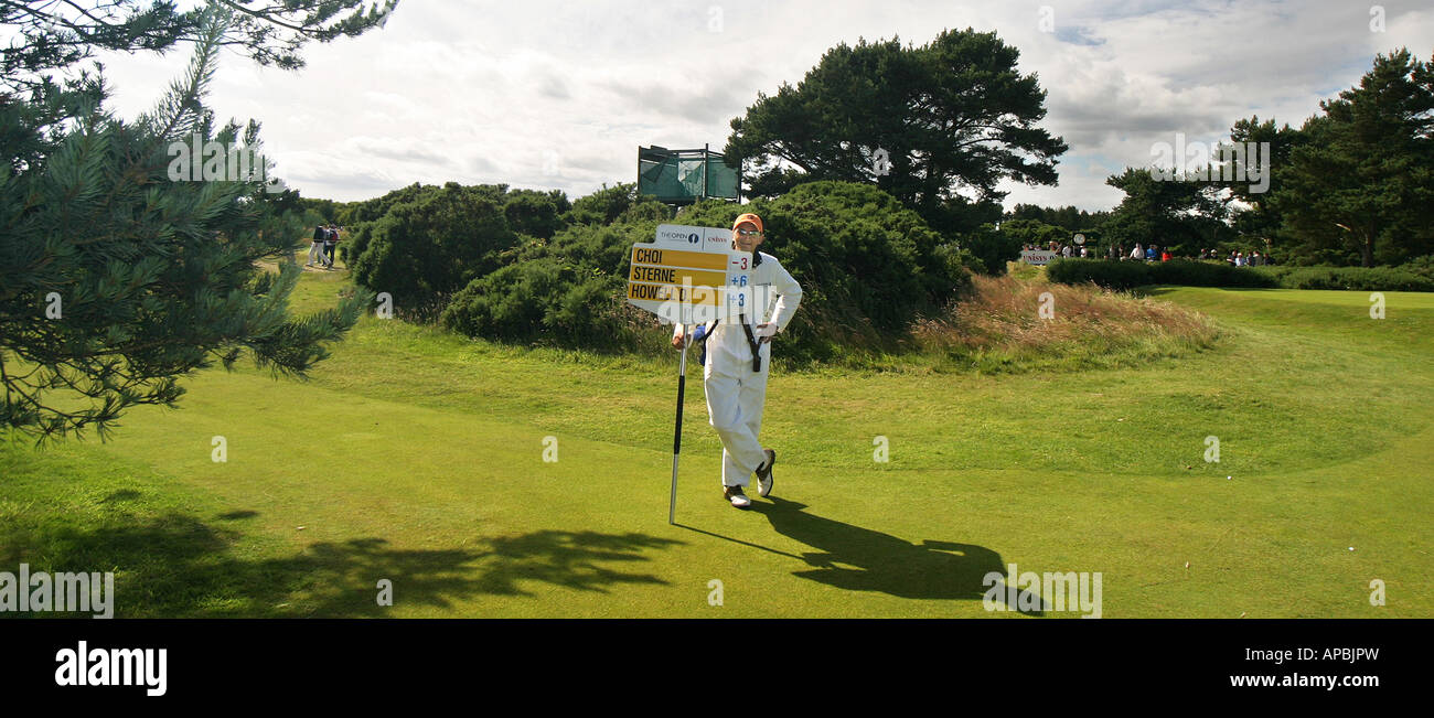 Open golf scorer with scoreboard Stock Photo Alamy