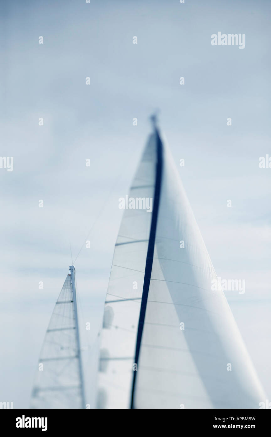 sailboat under sail in calm seas and light wind sailing cruising yacht