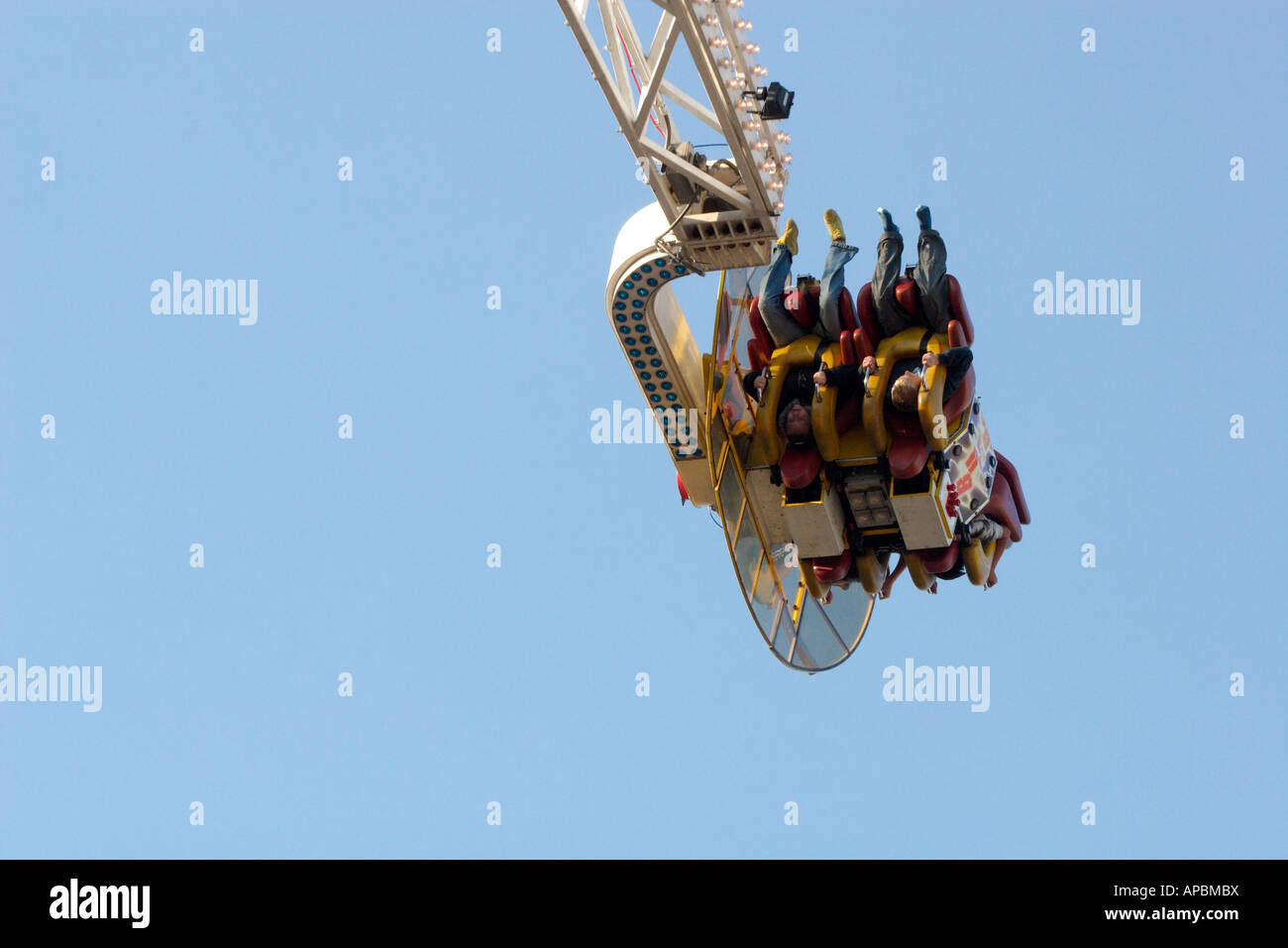 People on a Booster Bomber ride at a fairground, UK Stock Photo - Alamy