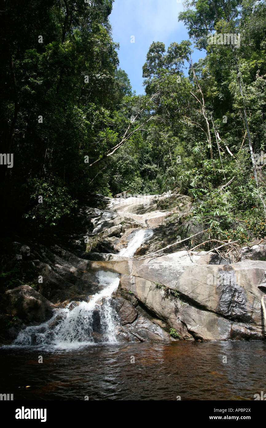 Part of the waterfall on Gunung Stong a mountain in Stong State Park Kelantan Malaysia Asia Stock Photo