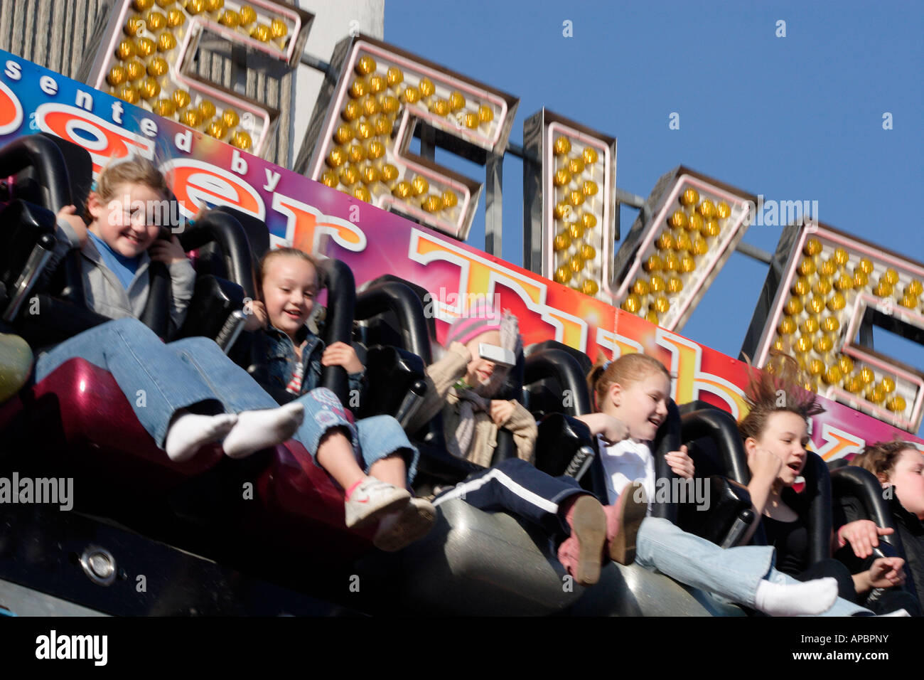 Uk Miami Ride People riding on a Miami Trip ride at the fairground, UK Stock Photo ...
