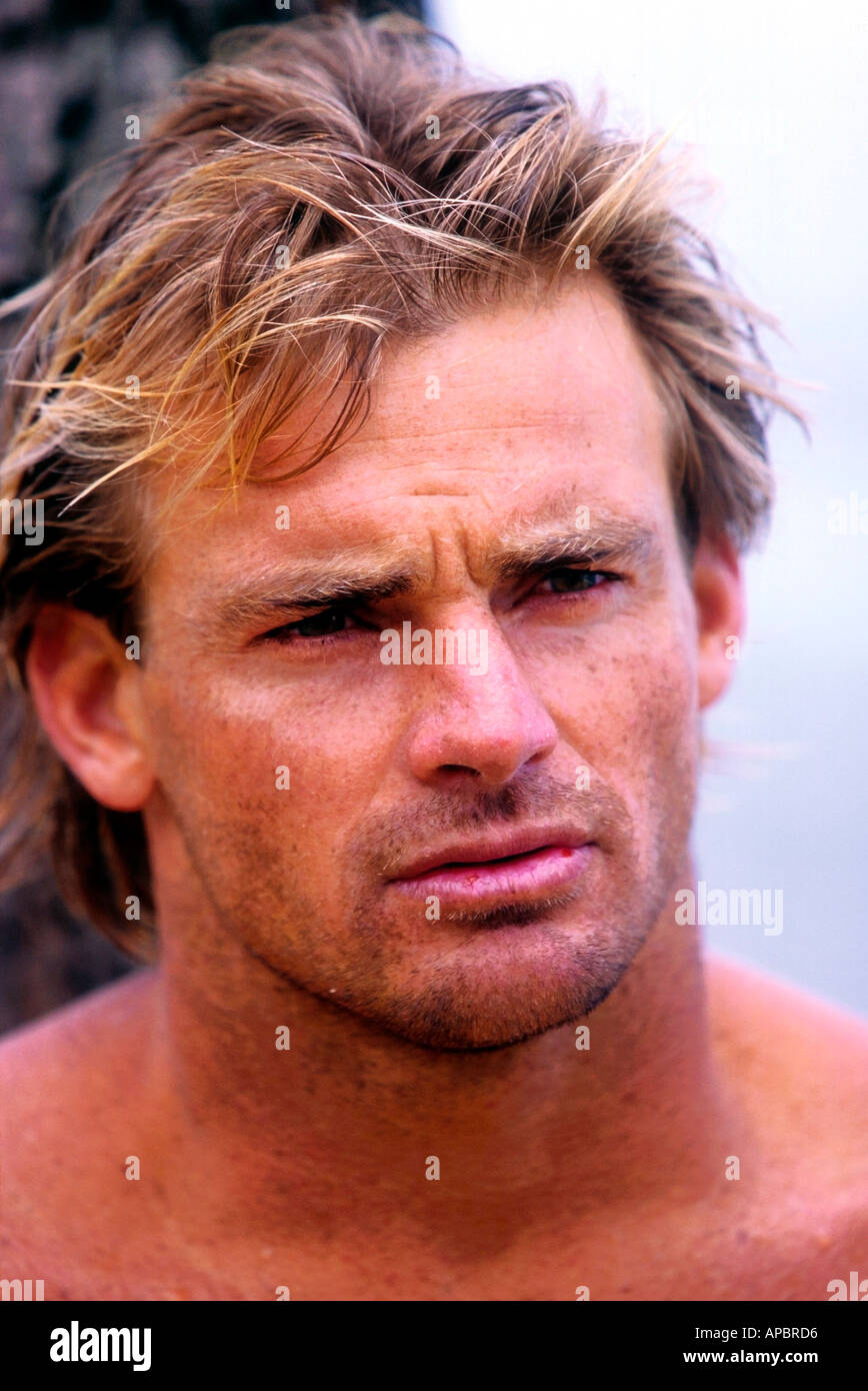 Top surfer Laird Hamilton in Hawaii Stock Photo