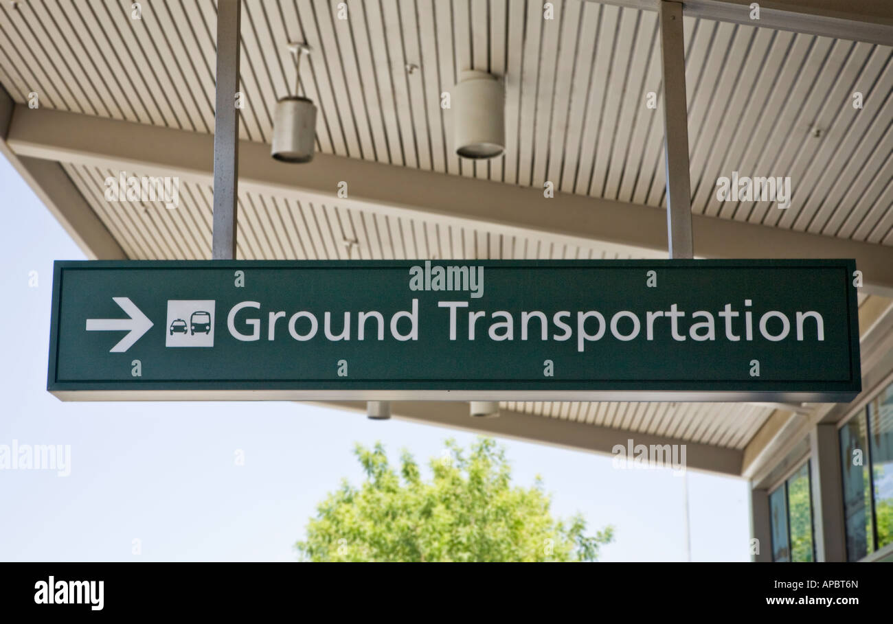 ground transportation sign at airport Stock Photo