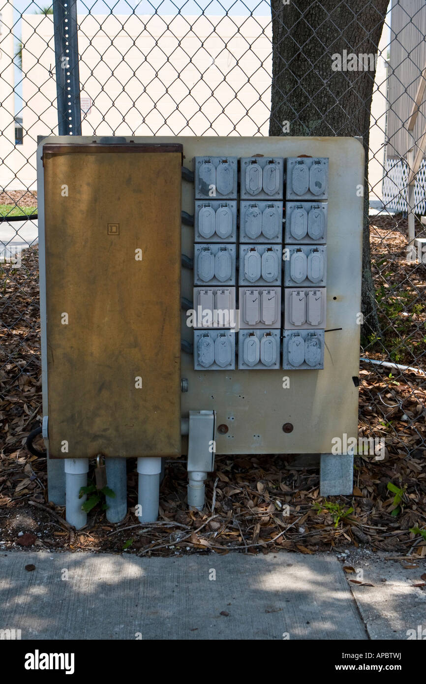 Industrial Electrical Box with Multiple Gang Outlets Stock Photo Alamy