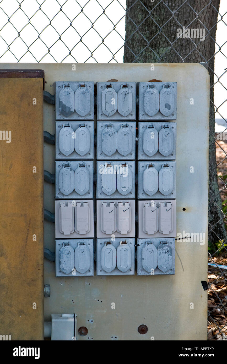 Industrial Electrical Box with Multiple Gang Outlets Stock Photo Alamy