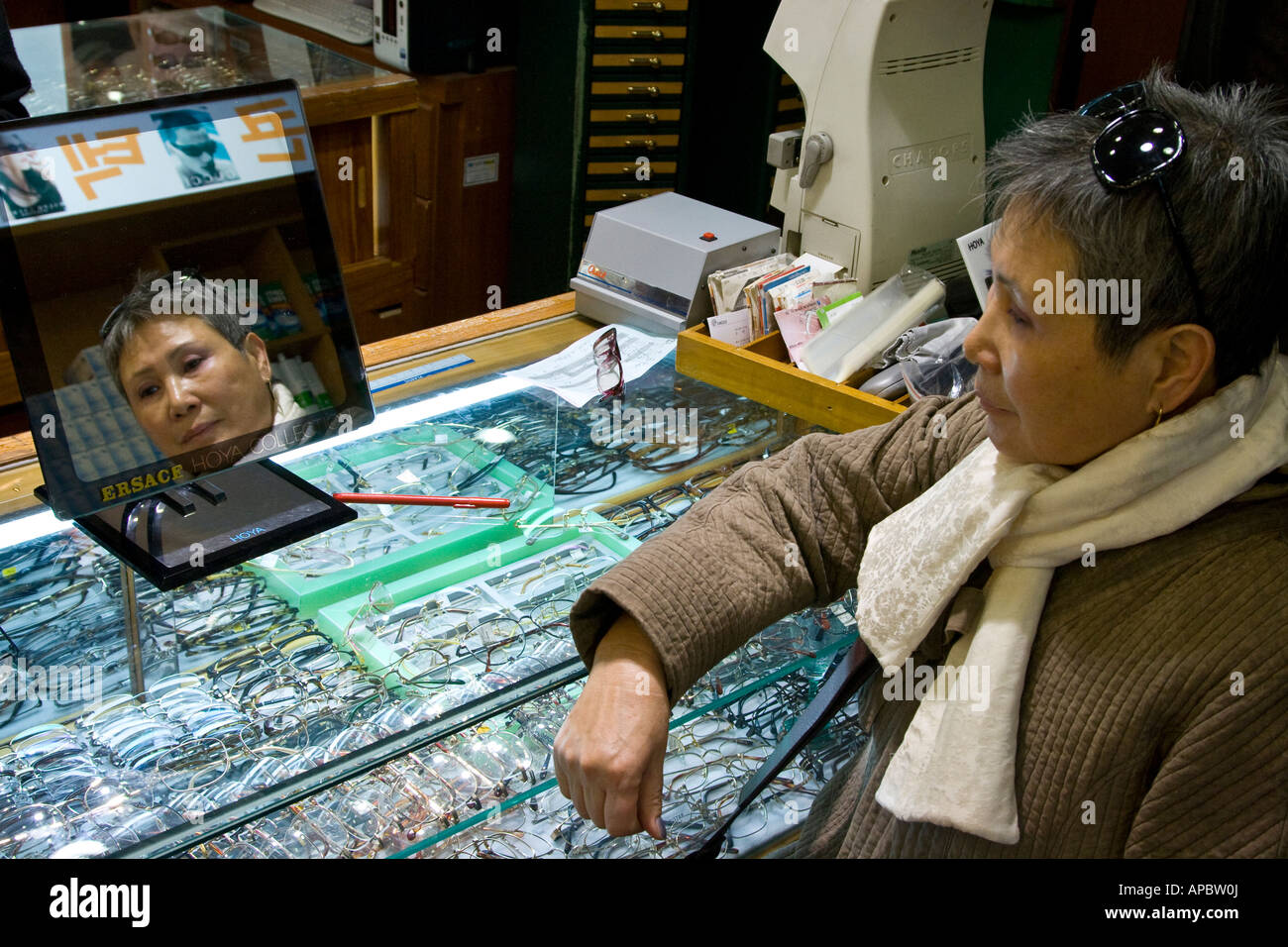 Korean Woman in an Eyeglass Store Seoul South Korea Stock Photo Alamy