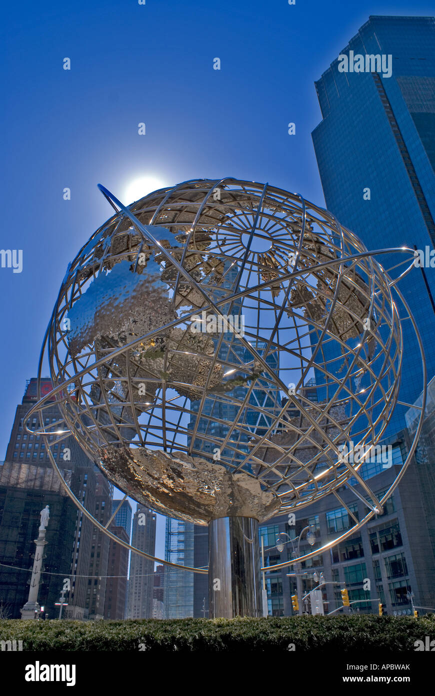 Globe monument, Columbus Circle, New York City Stock Photo - Alamy