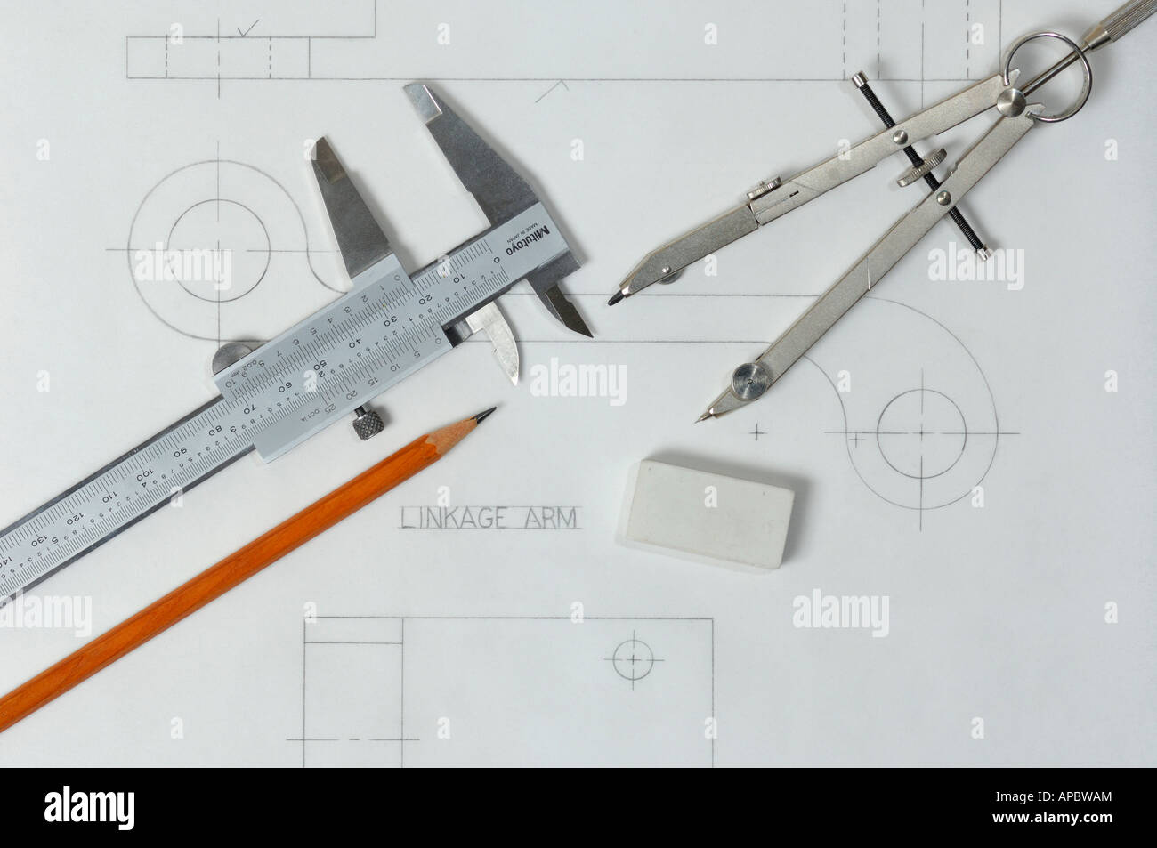 Old school drafting supplies and blueprint drawing Stock Photo Alamy