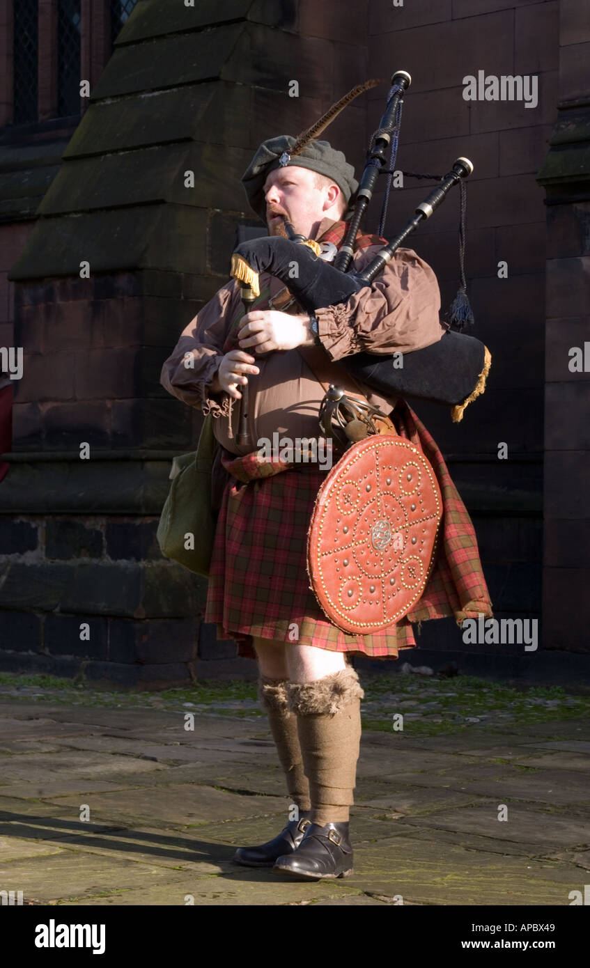 English Civil war Scots bagpiper Nantwich Cheshire Stock Photo Alamy