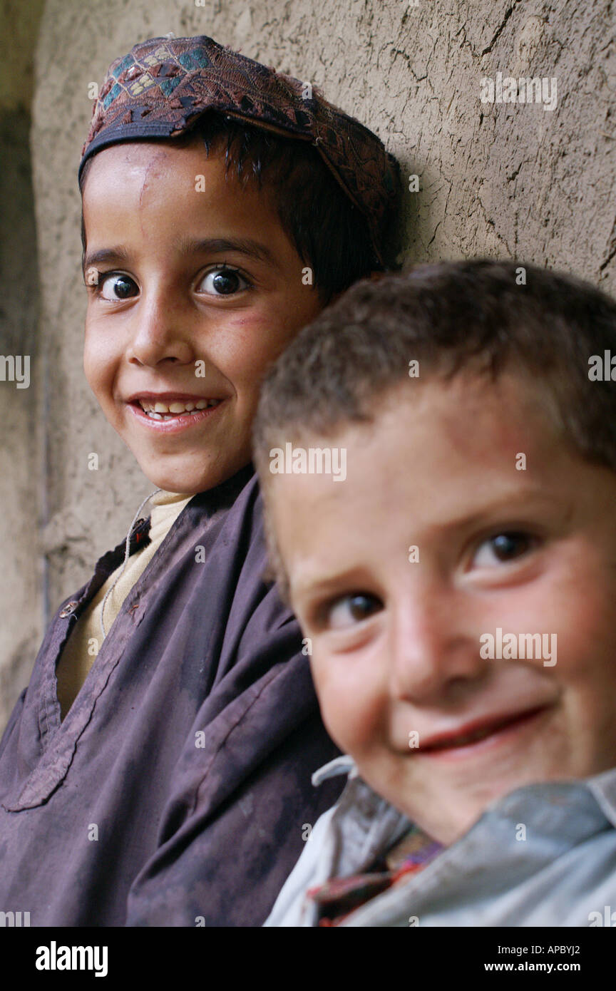Kids in Palas Valley, NWFP, Pakistan Stock Photo