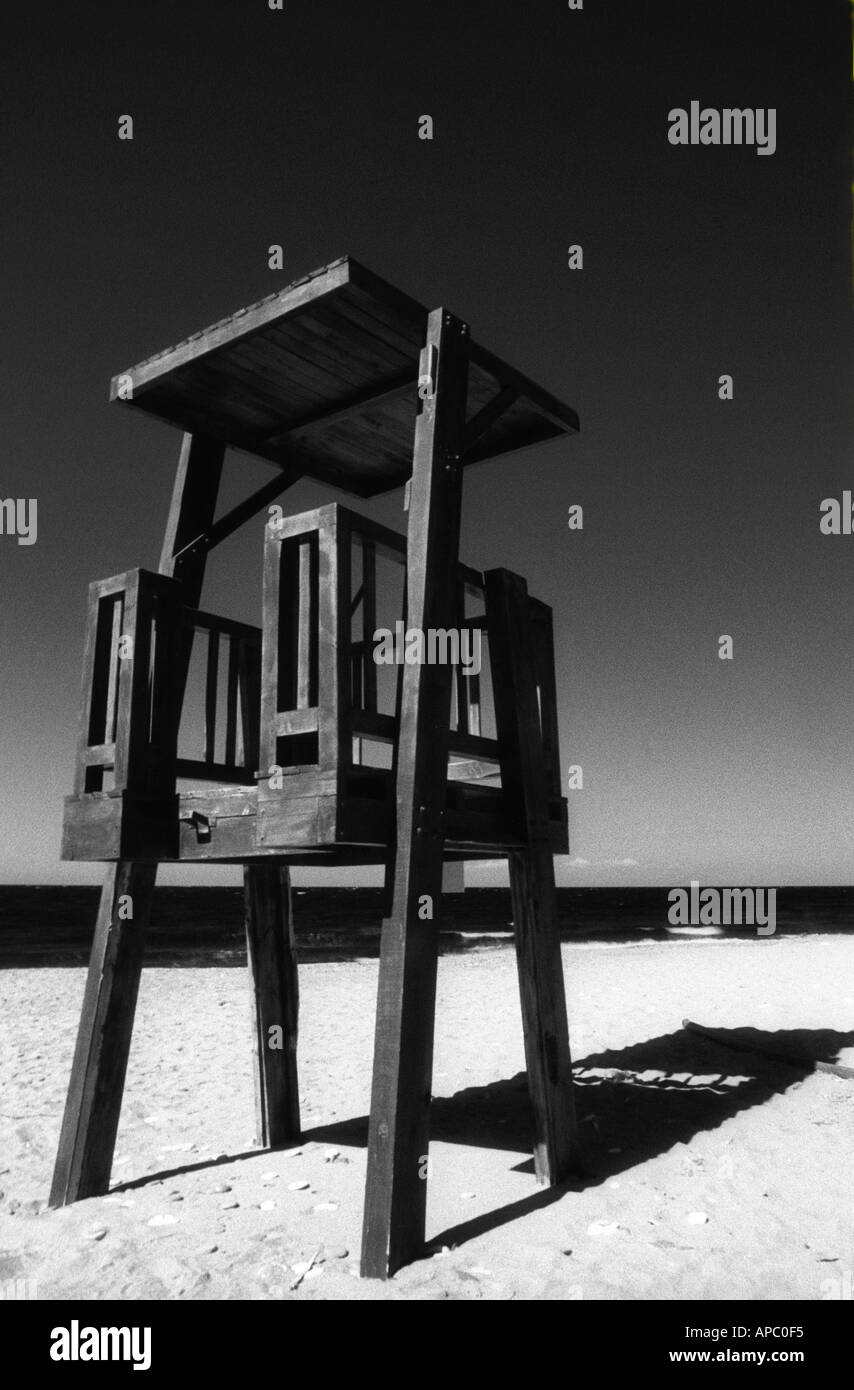 Lifeguard Station standing empty on the beach Stock Photo