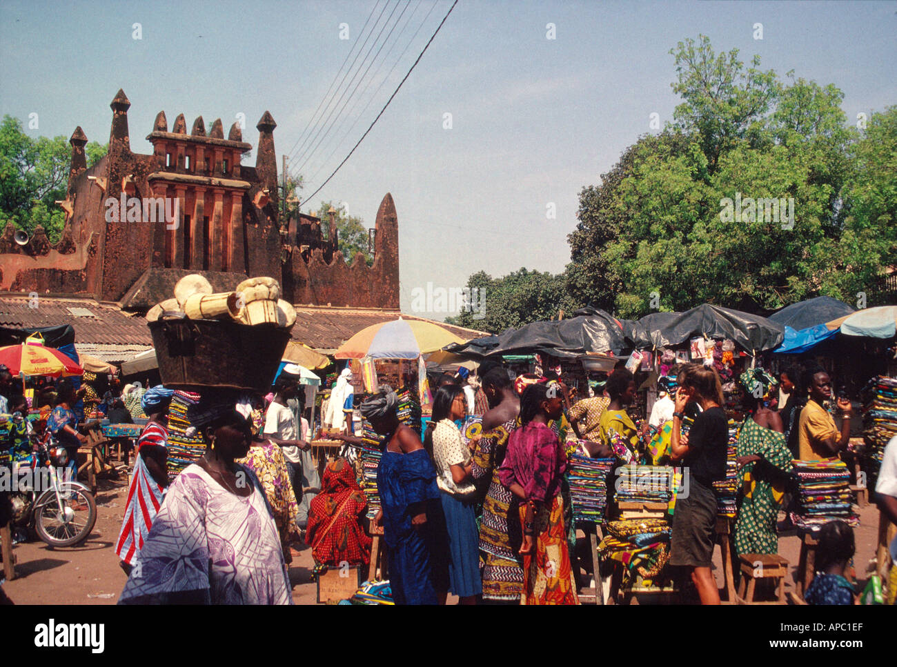 Stalls outside historic Grand Marche Bamako Mali West Africa Stock Photo