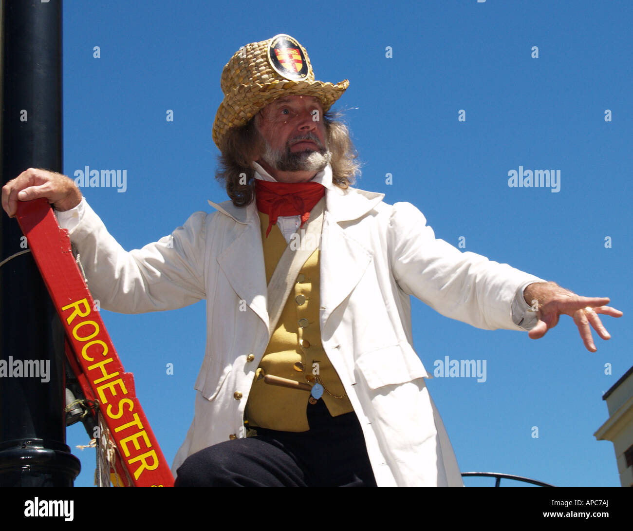 dickens festival lamp lighter victorian dress street theatre fun rochester  kent Stock Photo - Alamy