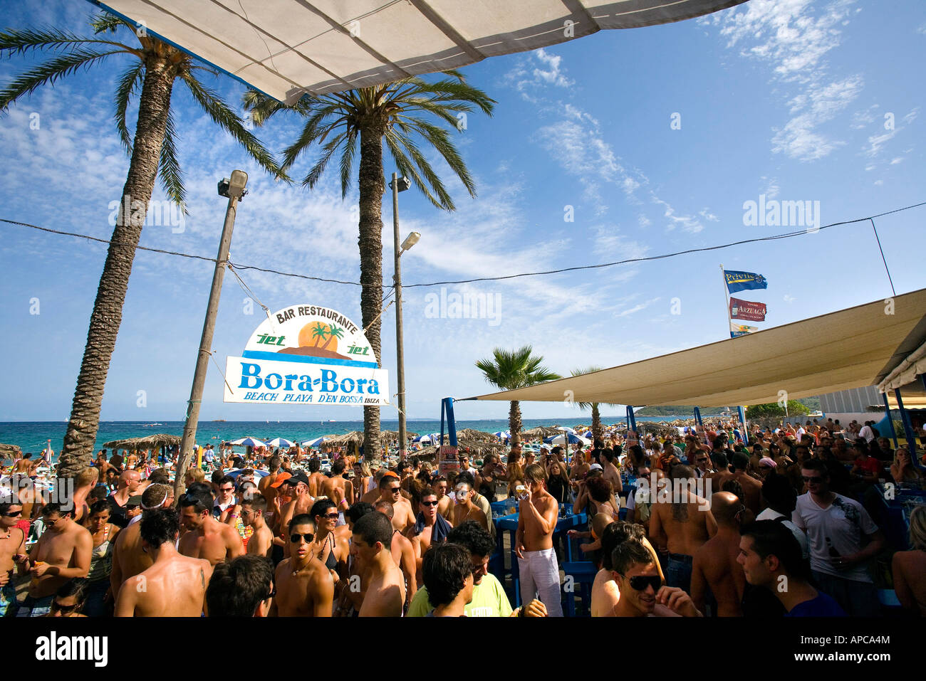 Bora-Bora, Playa d'en Bossa, Ibiza, the Balearic Islands, Spain Stock Photo