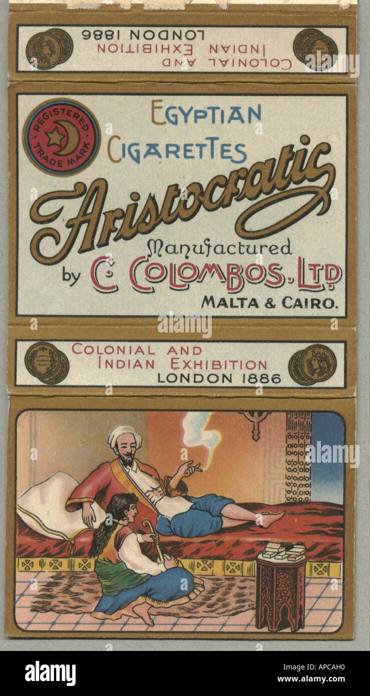 Egyptian cigarettes packet circa 1888 Stock Photo