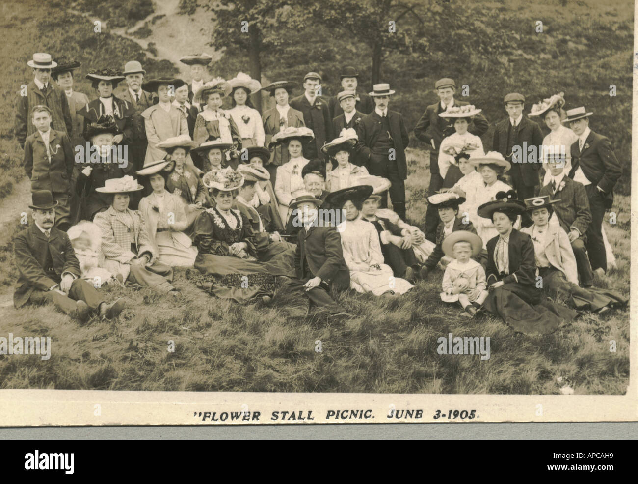 Photographic picture postcard of the Flower Stall Picnic June 1905 Stock Photo