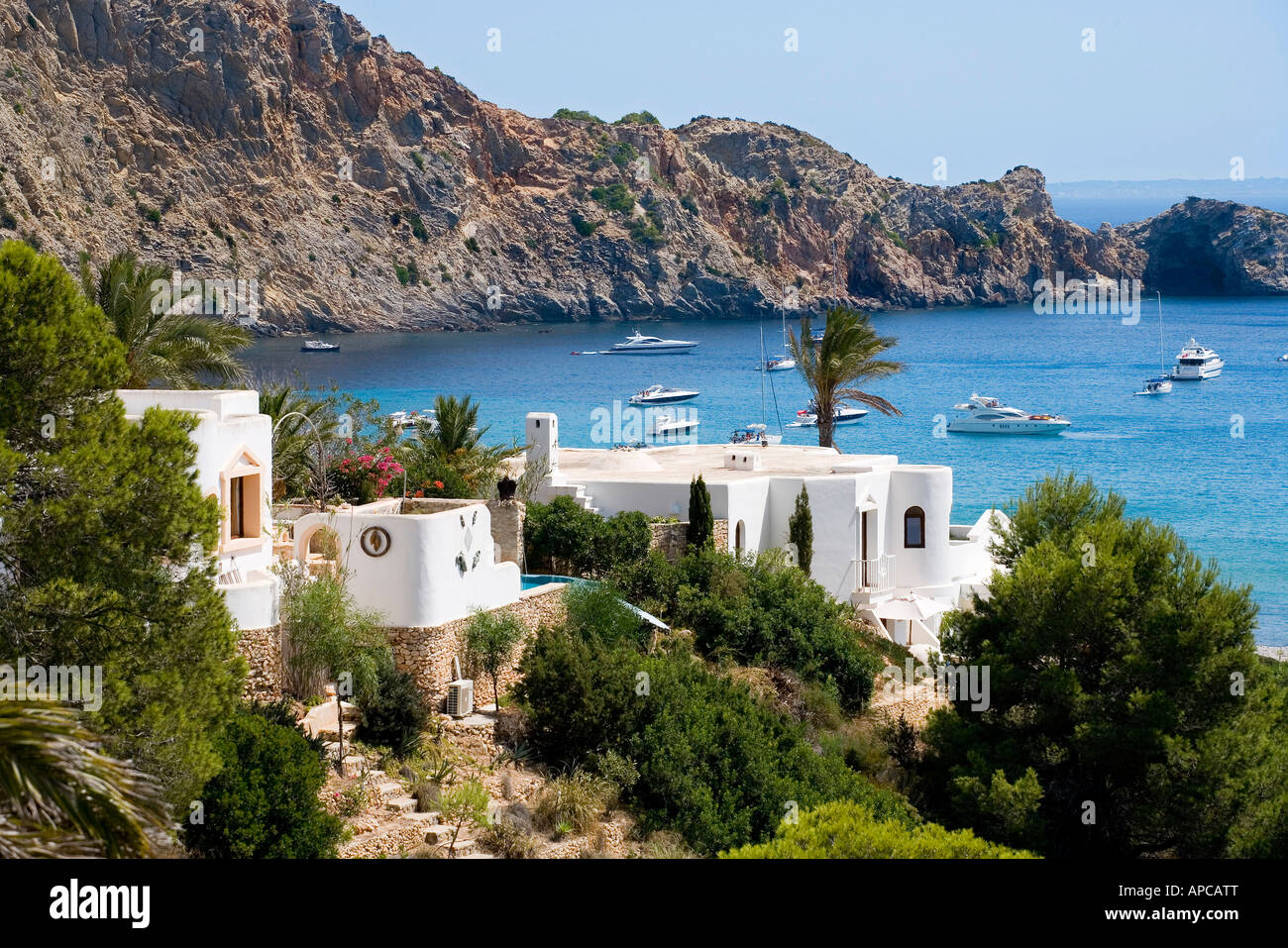 Finca, Cala of the Jondal, Ibiza, the Balearic Islands, Spain Stock Photo