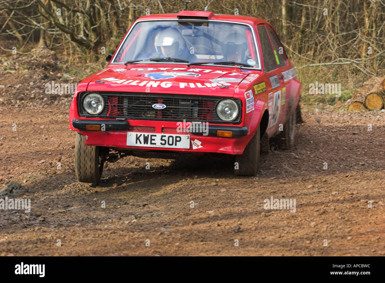 Adrian Struthers and Pete Wood in a Ford Escort finished 4th in class B12 in the 2006 Wyedean Rally Stock Photo
